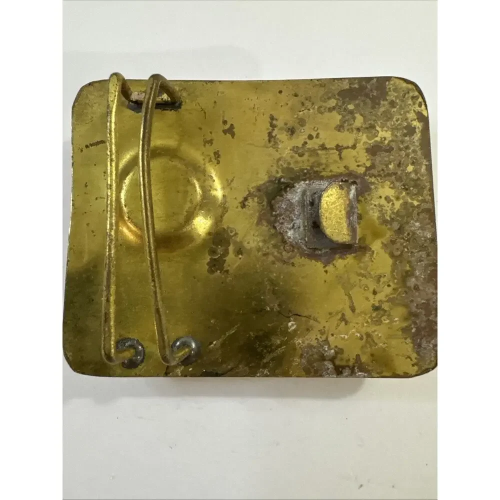 Vintage Brass Butterfly Belt Buckle - Pink Enamel Oval Mid Century Style